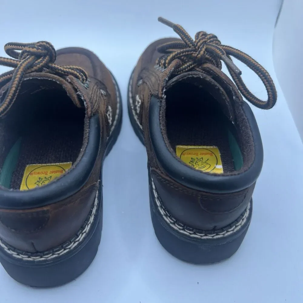 Buster Brown Baby Boy Full Leather Brown Quality Shoes Size 8.5 W Wide EUC